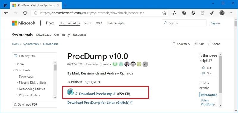 Descarga ProcDump