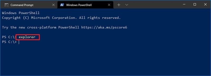 Explorador de archivos abierto de PowerShell