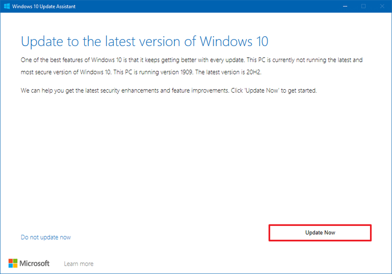 Asistente de actualización de Windows 10 versión 21H1