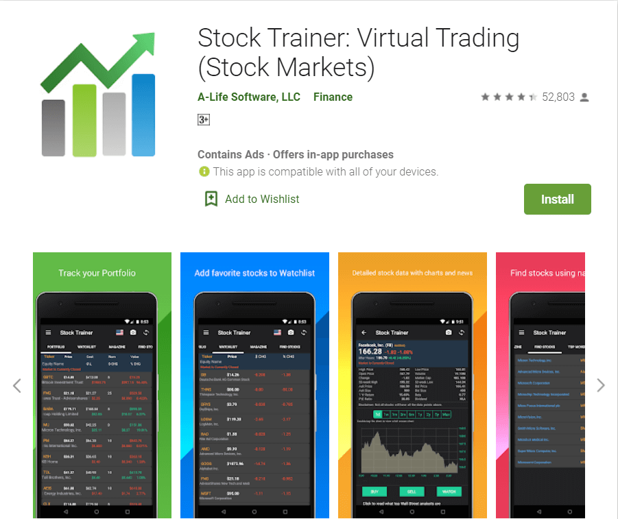Entrenador de acciones Comercio virtual |  Las mejores aplicaciones para operar en el mercado de valores