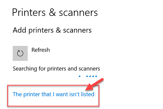 Si la impresora que desea agregar no está en la lista, haga clic en La impresora que quiero no está en la lista