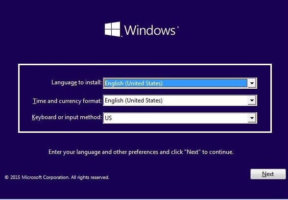 Seleccione su idioma en la instalación de Windows 10