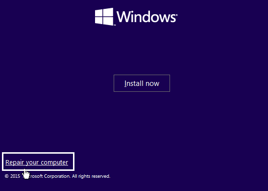 Repare su computadora / corrija el código de error 0xc0000225 en Windows 10