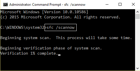 Símbolo del sistema de escaneo SFC ahora |  Solucionar el error de actualización de Windows 80244019