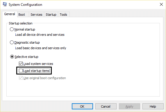 Realice un arranque limpio en Windows. Arranque selectivo en la configuración del sistema