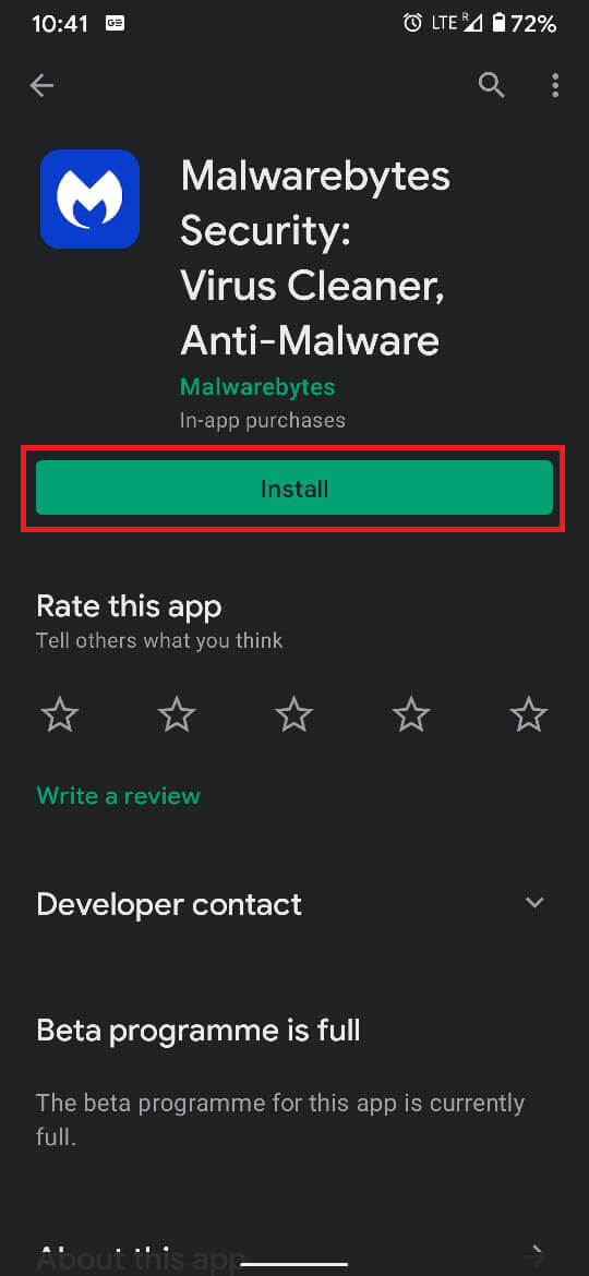 Desde Google Play Store, descarga la aplicación Malwarebytes |  Cómo eliminar un virus de un teléfono Android