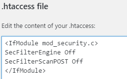 mod seguridad deshabilitada usando el archivo htaccess