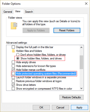 mostrar archivos ocultos y archivos del sistema operativo