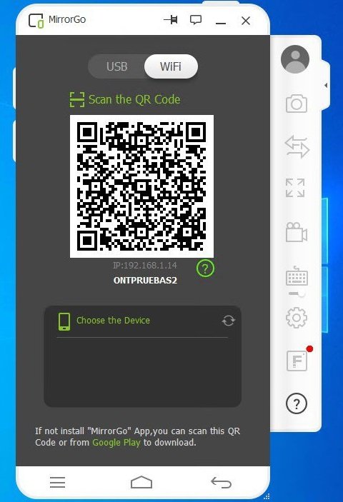 Uso de la aplicación de Android MirrorGo