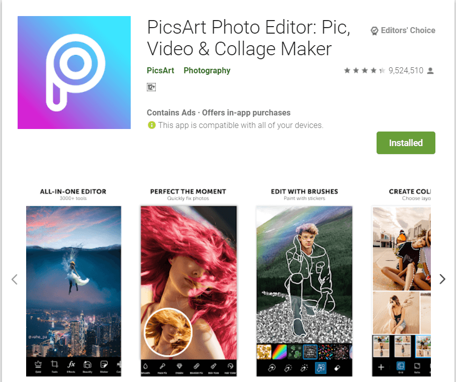 Editor de fotos PicsArt