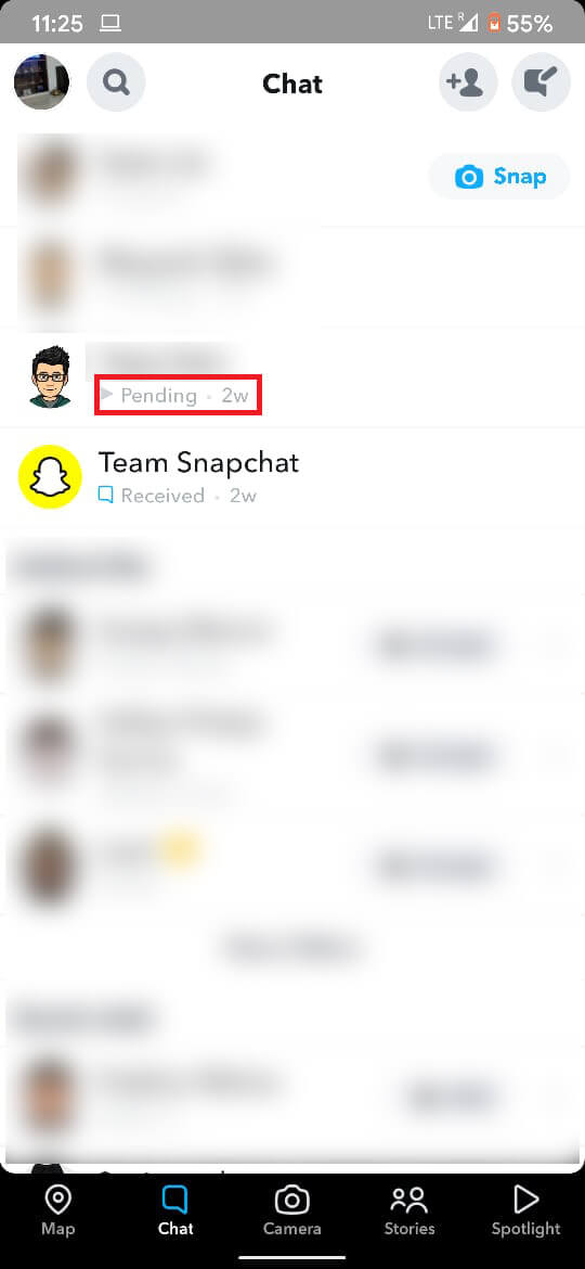 El Receptor no te ha Agregado como Amigo |  ¿Qué significa pendiente en Snapchat?