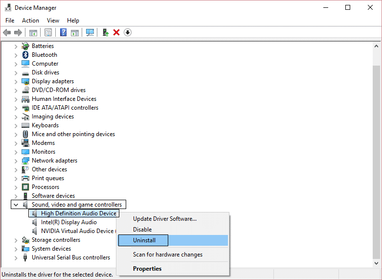 desinstalar controladores de sonido de controladores de sonido, video y juegos