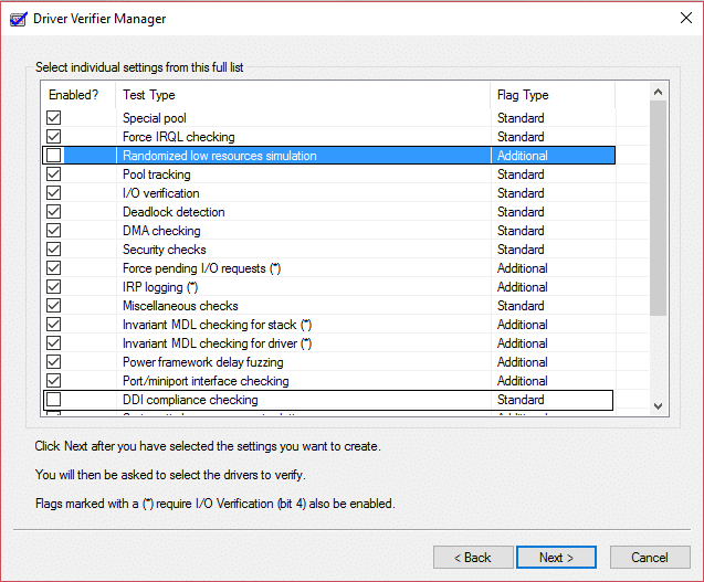 configuración del verificador de controladores