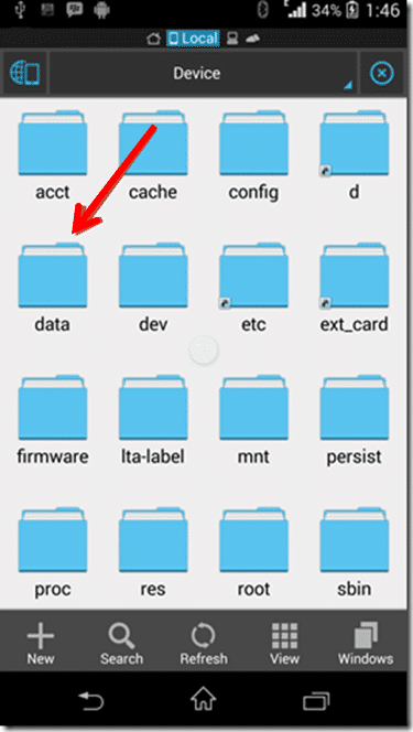 Encuentre la carpeta nombrada como datos, como se muestra en la imagen