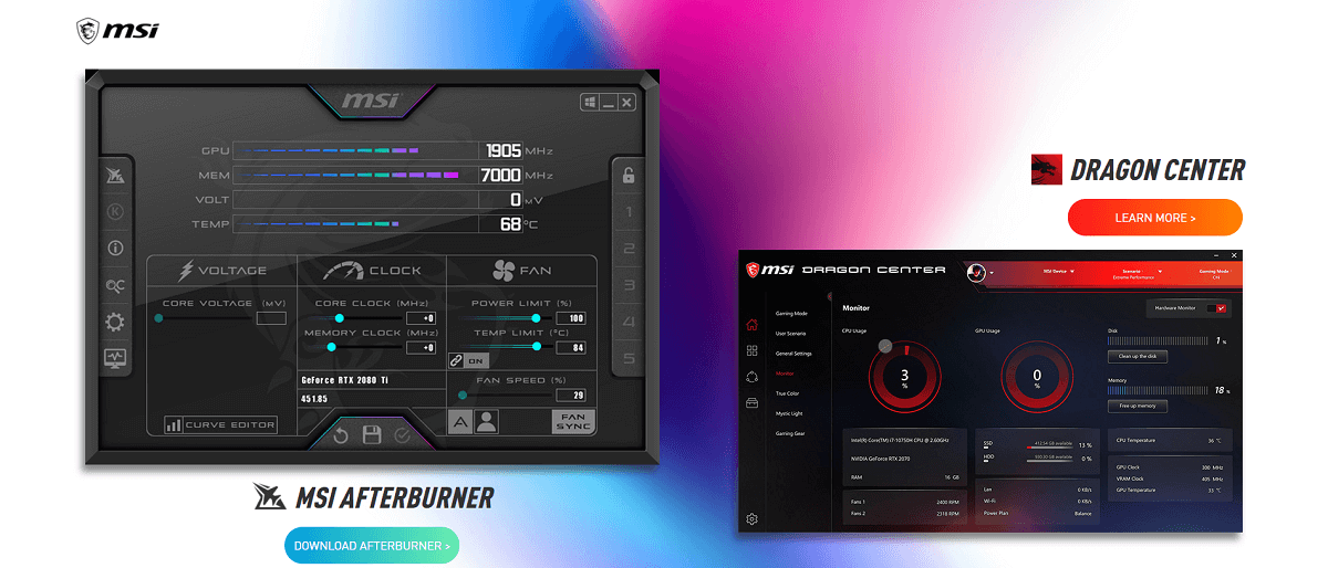 Descarga la aplicación MSI Afterburn |  Cómo mostrar la temperatura de la CPU y la GPU en la barra de tareas