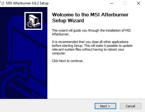 Descarga la aplicación MSI Afterburn.  Instale la aplicación.