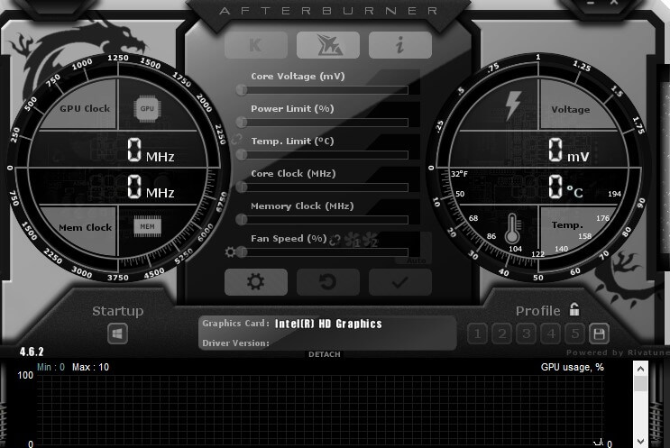 Inicialmente, la aplicación tendrá detalles como el voltaje de la GPU, la temperatura y la velocidad del reloj.