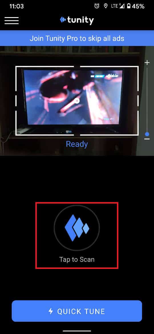Una vez que la pantalla del televisor esté en su lugar, toque 'Escanear'.  |  Cómo usar un teléfono Android como altavoz
