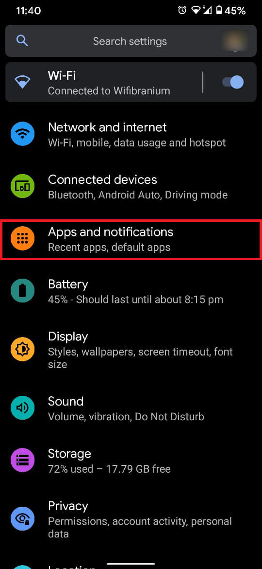 Aplicaciones y notificaciones |  Arreglar el teléfono Android no puede hacer o recibir llamadas