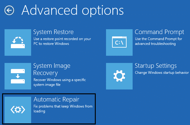 ejecutar la reparación automática