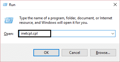 inetcpl.cpl para abrir propiedades de Internet |  Arreglar el código de error de actualización de Windows 0x80072efe