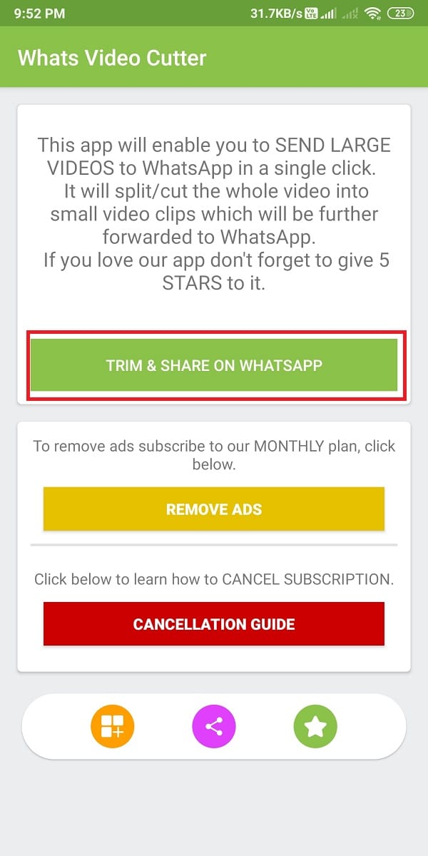 Toque en 'recortar y compartir en WhatsApp'.