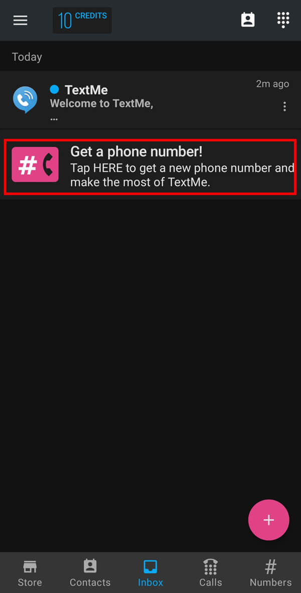 En la siguiente pantalla, toque la opción Obtener un número de teléfono.