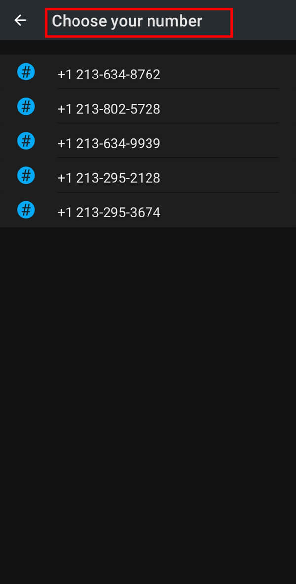 Finalmente, seleccione su 'número de teléfono deseado' de los números enumerados.  |  Cómo usar WhatsApp sin un número de teléfono