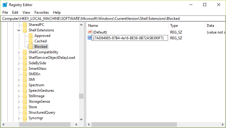 Nombre esta cadena como {7AD84985-87B4-4a16-BE58-8B72A5B390F7} y presione Entrar para quitar la opción Cast to Device del menú contextual en Windows 10