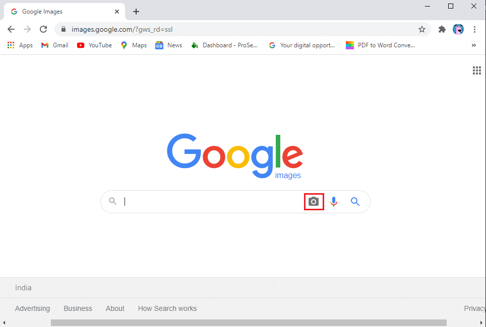 Después de que se cargue el sitio, haga clic en el icono de la cámara dentro de la barra de búsqueda.  |  ¿Cómo buscar en Google usando imágenes o videos?