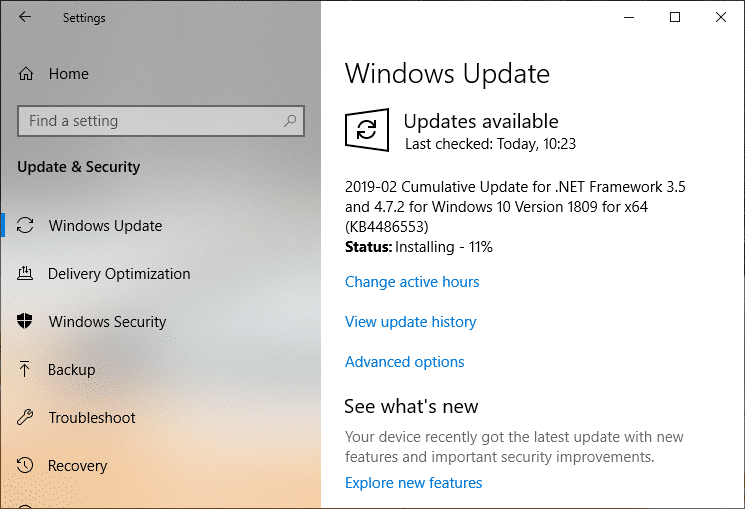 Buscar actualizaciones Windows comenzará a descargar actualizaciones