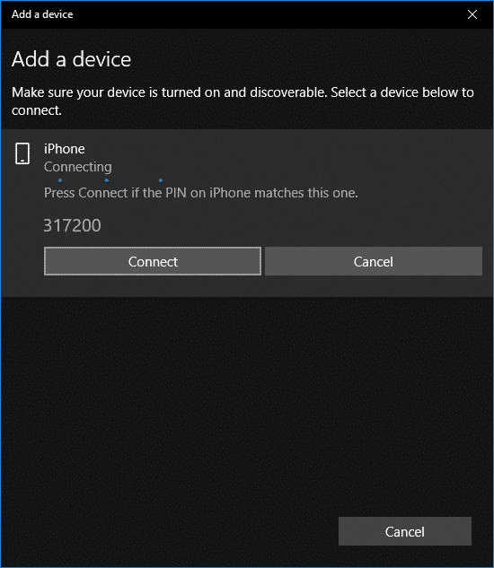 Recibirá un aviso de conexión en ambos dispositivos, haga clic en Conectar |  Cómo usar el bloqueo dinámico en Windows 10
