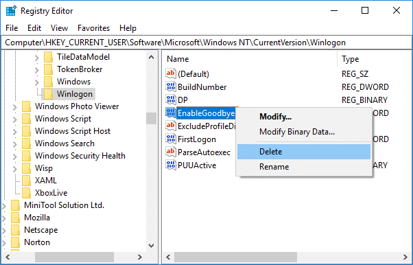 Para deshabilitar Dynamic Lock, simplemente elimine EnableGoodbye DWORD