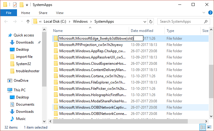 Cambiar el nombre de la carpeta de Microsoft Edge en SystemApps