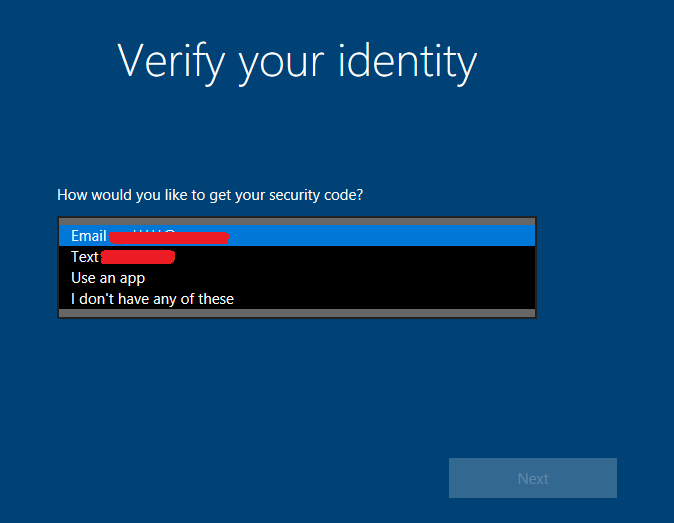 Seleccione cómo le gustaría verificar su identidad |  Cómo restablecer su contraseña en Windows 10