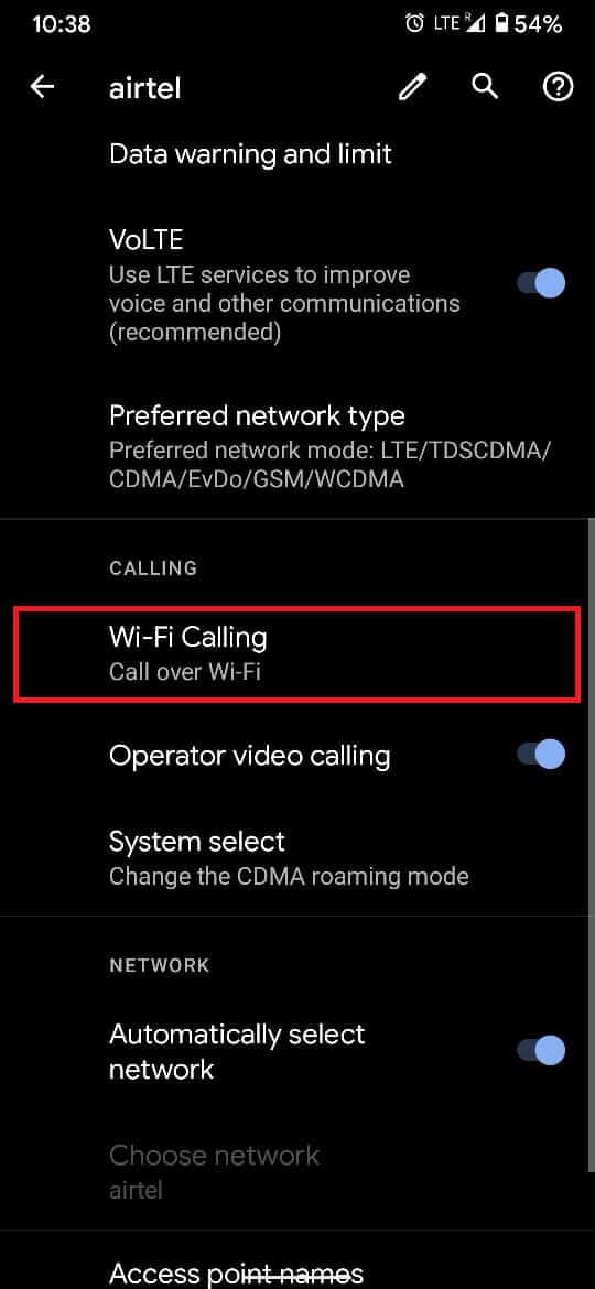 En la sección llamada 'Llamadas', toque la opción 'Llamadas Wi-Fi'.  Arreglar el teléfono Android no puede hacer o recibir llamadas