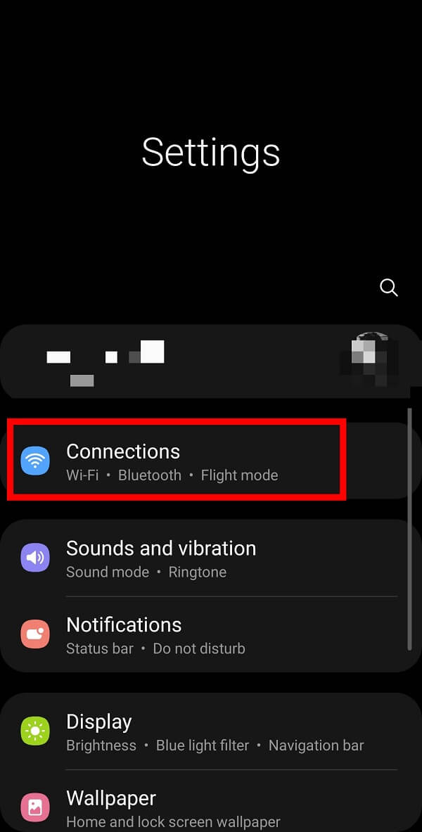 Vaya a Configuración y toque Conexiones o WiFi de las opciones disponibles.  |  Cómo reparar el error del servidor en Google Play Store