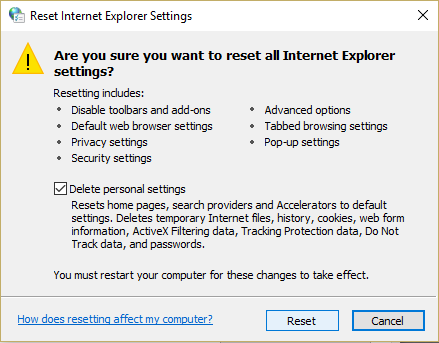 Restablecer la configuración de Internet Explorer