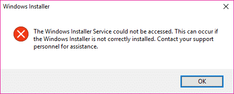Arreglar el error No se pudo acceder al servicio de Windows Installer