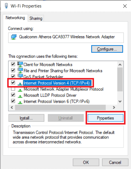 Haga doble clic en Protocolo de Internet versión 4 (TCP/IPv4) |  Reparar Windows ha detectado un conflicto de dirección IP