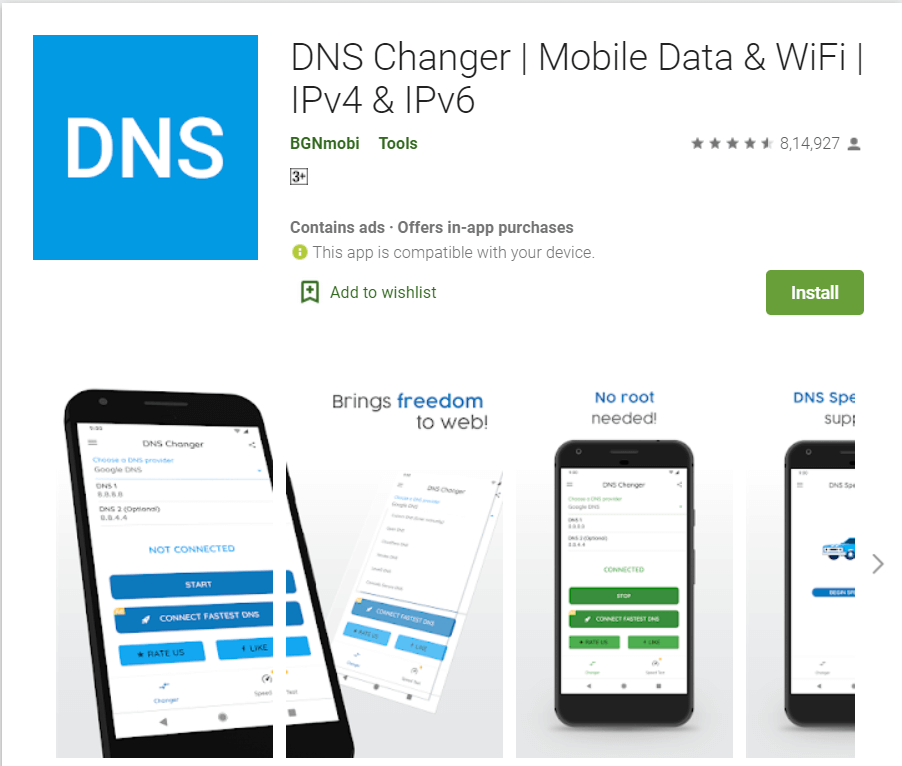 Cambiador de DNS |  bloquear sitios web inapropiados en android