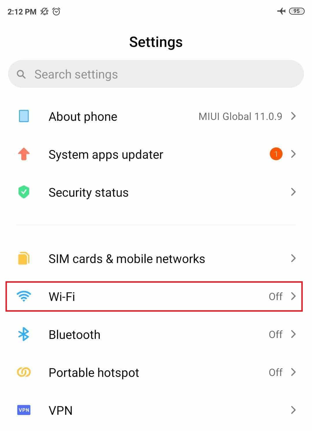 Vaya a Configuración y luego abra Wi-Fi