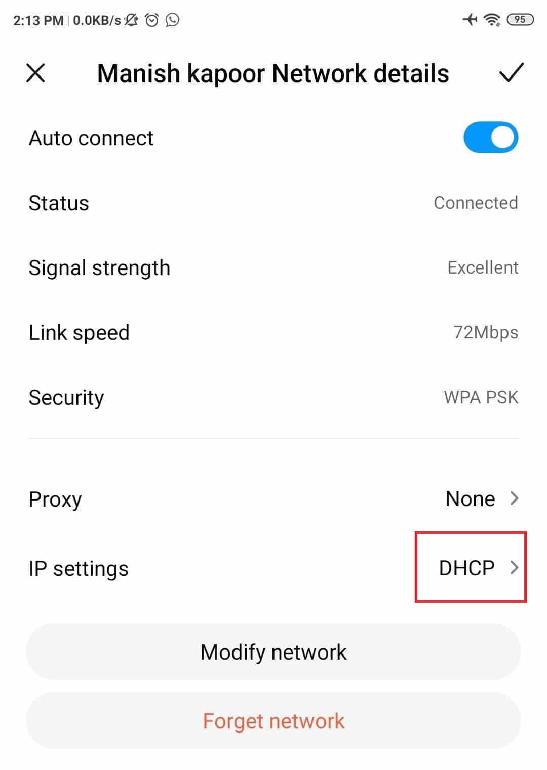 Cambie DHCP a estático.