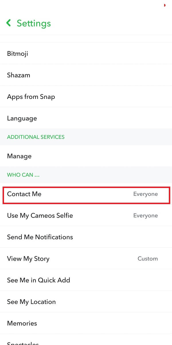 toque la opción 'contactarme'