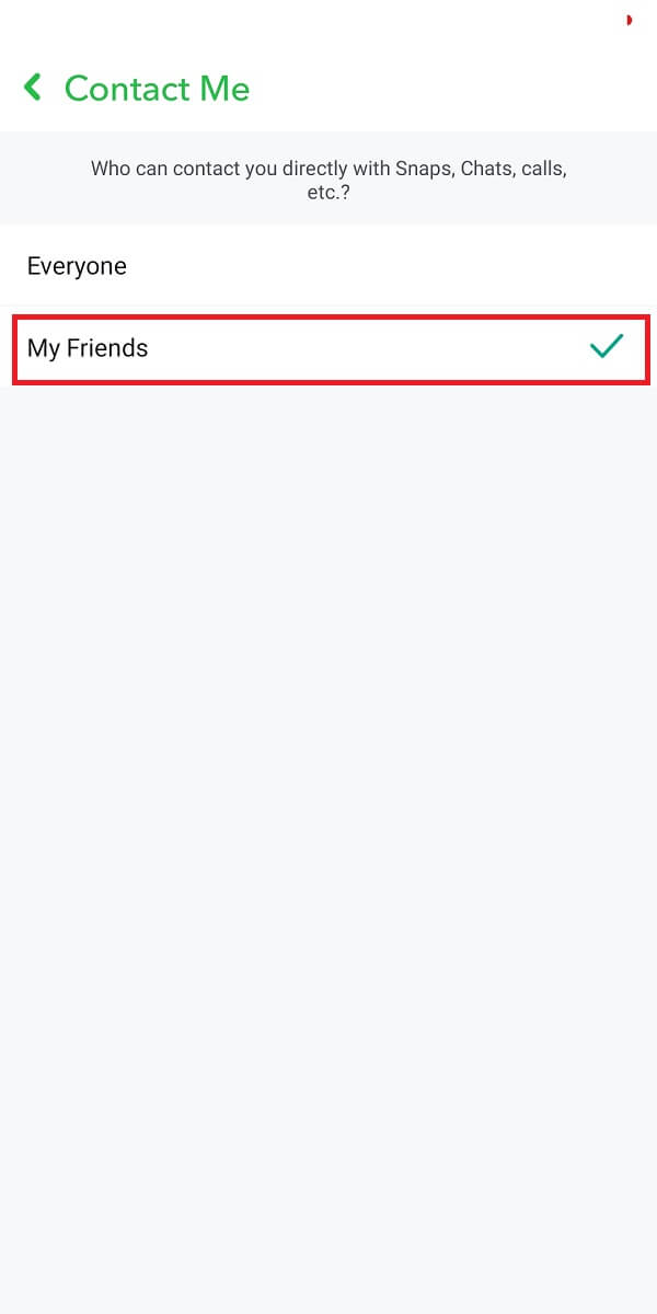 cambie la opción de contactarme haciendo clic en 'mis amigos'.