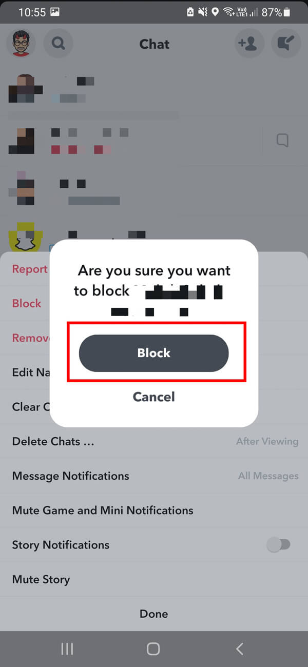 toque en el cuadro de confirmación.  |  Cómo eliminar mensajes en Snapchat