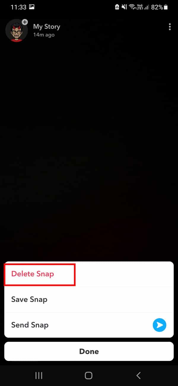 toque la opción Eliminar complemento |  Cómo eliminar mensajes en Snapchat