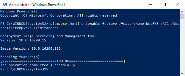 Habilite .NET Framework 3.0 en Windows 10