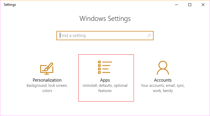Abra Configuración de Windows y luego haga clic en Aplicaciones