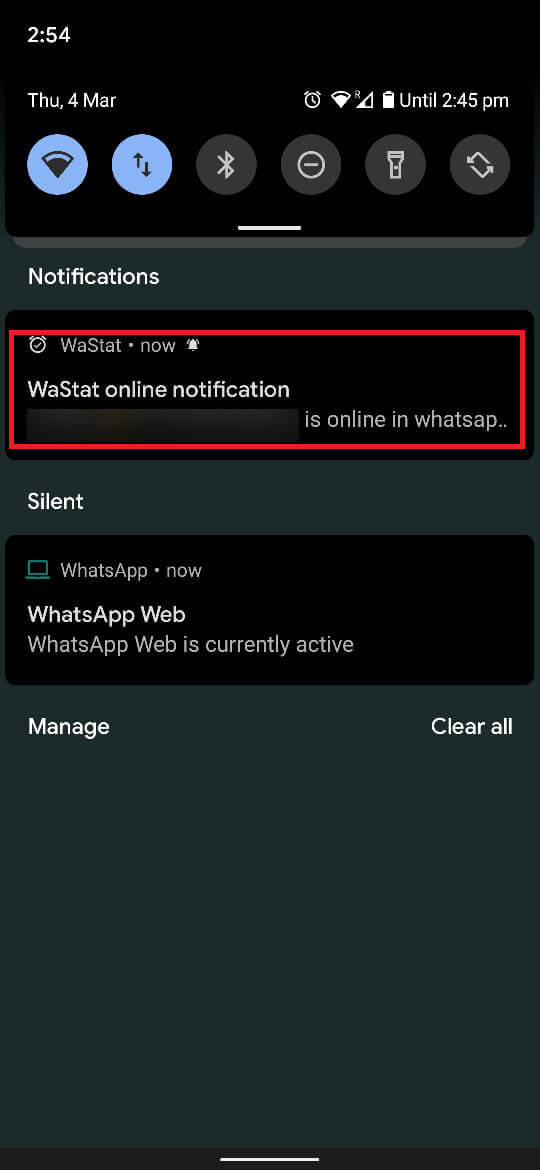 haga clic en el icono de la campana a la derecha para verificar si alguien está en línea |  Cómo verificar si alguien está en línea en Whatsapp sin estar en línea